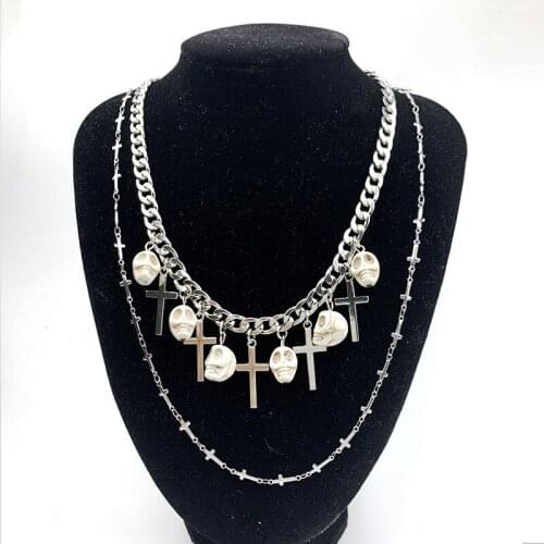 Original ins wind Harajuku hip-hop hipster online celebrity dark punk wind cross spider wears necklace