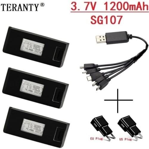 Original 3.7V 1200mAH Lipo Battery With 5-in-1 Charger For SG107 4K RC Drone 3.7V Drone Battery for SG107 Quadcopter Spare Parts
