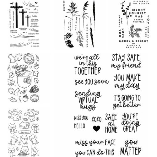 Autumn Leaves Animals Antenna Pole Miss You Words Cutting Dies Matching Clear Stamp Card Making Scrapbooking Crafts Stencil 13