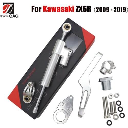 CNC Adjustable Motorcycle Linear Reversed Steering Damper with bracket Support For Kawasaki ZX6R 2009 - 2019 2018 2017 2016 2015