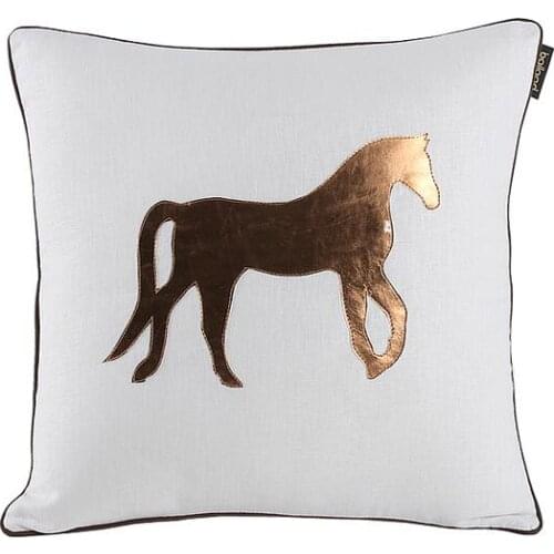Luxury Simple Brown Horse Cushion Cover Cotton Linen PU Leather Sofa Buckle Waist Pillowcase Throw Pillow Cover for Backrest