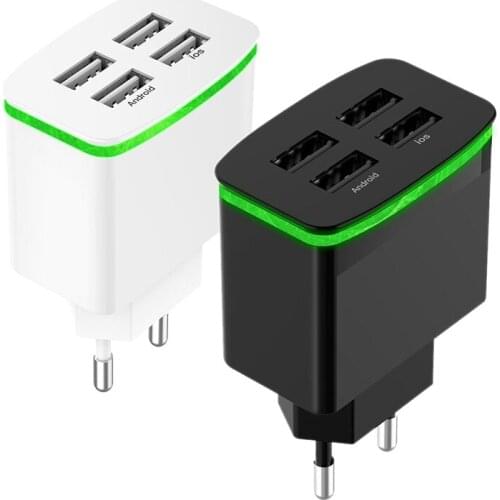 4 Port USB Wall Charger 5V 4A Fast Phone Charge Adapter EU Plug for iPhone Samsung
