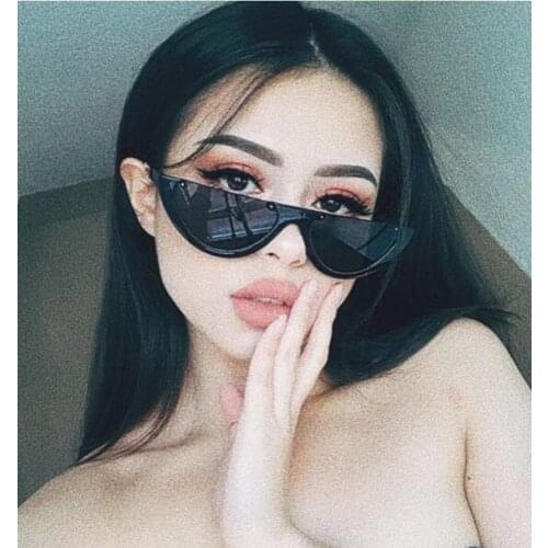 Sun Glasses Fashion Cat Eye Style Half Rimless Frame Sunglasses Women Brand Design Gradient Sun Glasses Oculos De Sol Jenner