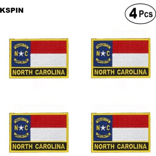 U.S.A North carolina Rectangular Shape Flag Iron on Saw on Patches Embroidered Flag Patches National Flag Patches for Clothing