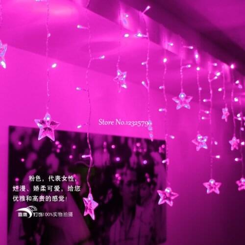 LED Garlands Christmas Lighting Wedding Party Marriage Room Window Decoration Chandelier 3.5M 96 LEDs 18p five-pointed Stars