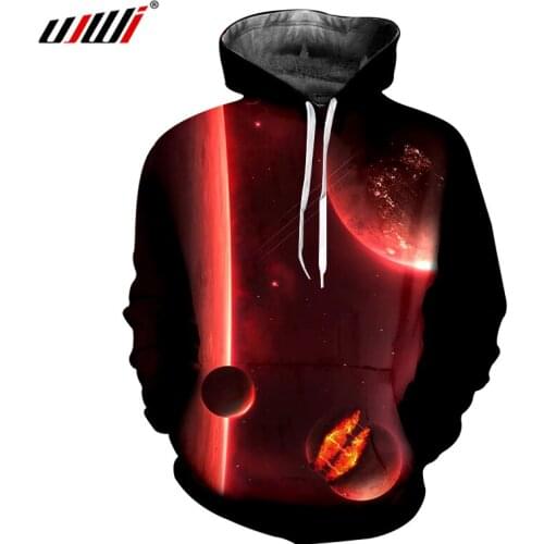 UJWI Space Galaxy 3d Sweatshirts Men Hoodies With Hat Print Stars Nebula Autumn Winter Loose Thin Hooded Hoody Tops Dropshipping
