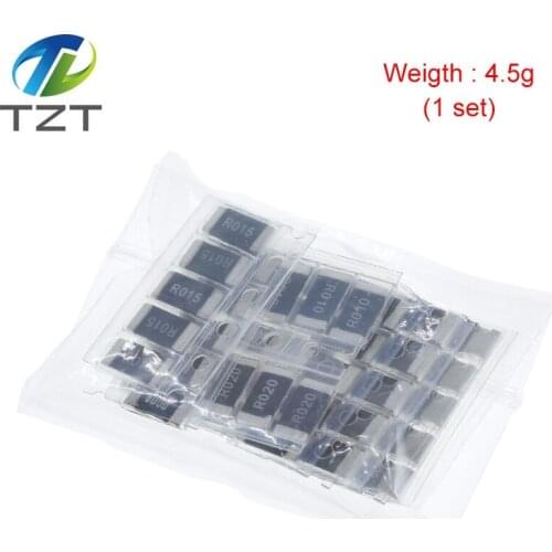 TZT 50PCS Alloy resistance 2512 SMD Resistor Samples kit ,10 kindsX5pcs=50pcs R001 R002 R005 R008 R010 R015 R020 R025 R050 R100