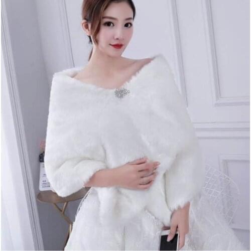 Women Winter Bridal Faux Fur Shawl Bridal Wraps Wedding Party Wrap Boleros Wedding Shawl