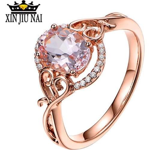 Rose Gold Color Oval Zircon Ring For Women Elegant Fashion Heart-shaped Rings Wedding Engagement Anniversary Jewelry Bague Femme