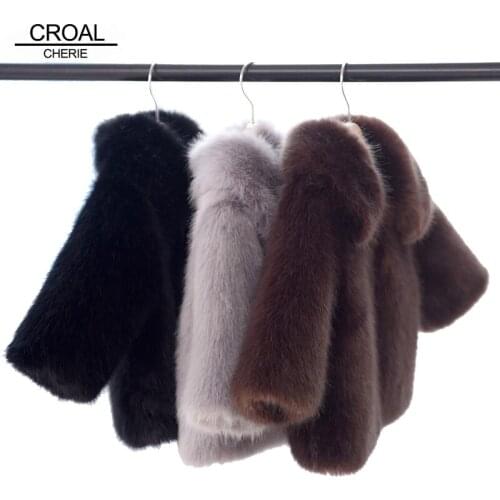 CROAL CHERIE 60-160cm Fashion Fur Baby Winter Jackets And Coats Thicken Girls Winter Fur Coat Newborn Snowsuit Kids Outerwear