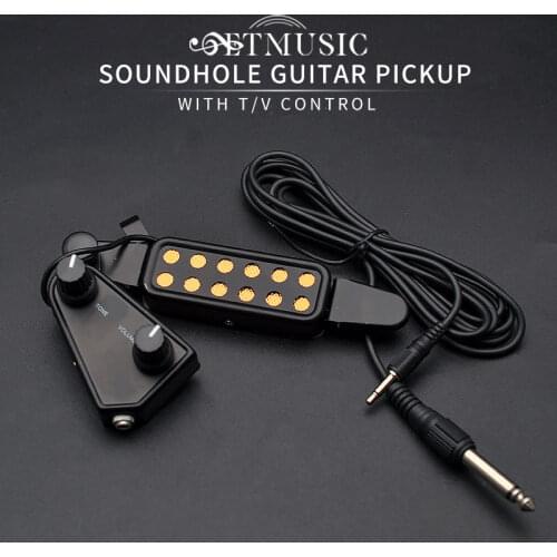 12-hole Acoustic Guitar Sound Hole Pickup Magnetic Transducer with Tone Volume Controller Audio Cable Guitar Parts & Accessories