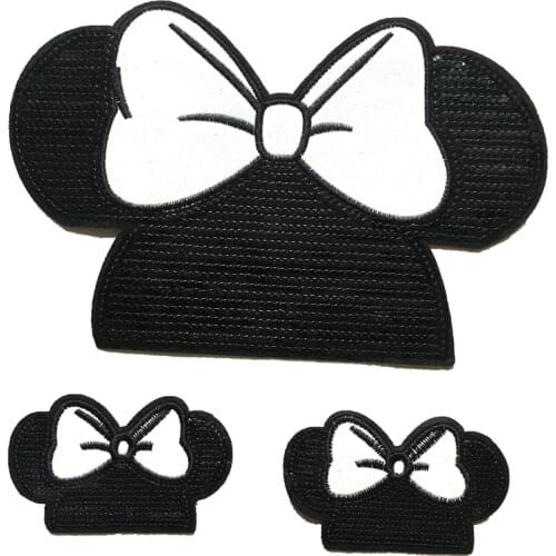 2 Piece Cartoon Sequined Bow Sew on Patches for Clothing Bags Sequins Embroidery Appliques Patch Sewing DIY Decoration