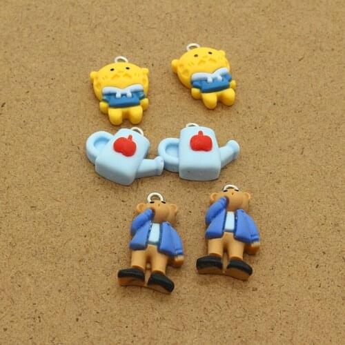 10pcs Resin Flatback Gentleman Bear Cute Earring Charms Mini Kettle Women Earring Keychains Necklace Pendant Diy Jewelry Finding