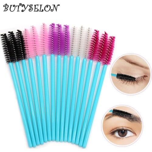 100pcs/lot Eyelash Brush Disposable Mascara Wands EyeLashes Extension Applicator Spoolers famale Makeup Tools Accessories