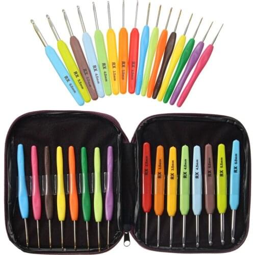 16pcs Aluminum Set Multi-colour Crochet Hooks Needles Knit Weave Craft Yarn For Home Sewing Needlecrafts Sewing Tools Accessory