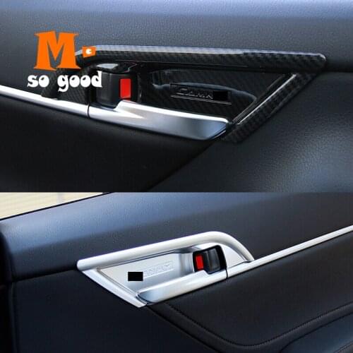 2019 2018 Car Interior Door Handle Handrail Bowl Cover Stickers Trim Strips shell Car Styling Accessories for Toyota Camry