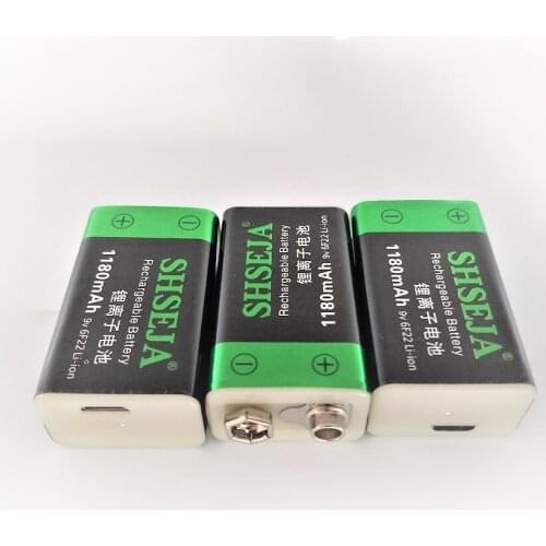 3pcs/lot 9V 1180mAh lithium ion battery USB rechargeable battery detector toy line finder rechargeable battery free shipping
