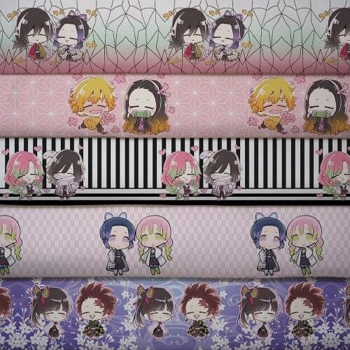 50cm*140cm Cartoon Printed Polyester Cotton Fabric Patchwork for Sewing Dress clothing cloth Making kimetsu no yaiba fabri L2456