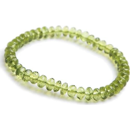 6mm Genuine Natural Olivine Peridot Bracelet Women Female Stretch Crystal Abacus Faced Bead Bracelet