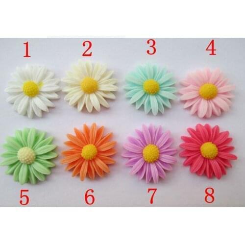 8 color optional 50pcs/set 26mm Daisy Flower Resin Flatback Cabochon Scrapbook DIY Phone Shell /Hair Decoration 009005074
