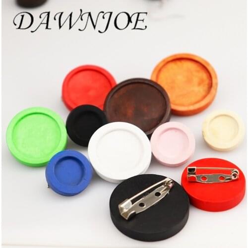 10pcs 12/20/25/30mm Wood Brooch Pins Clip Cabochon Blank Settings Base Safety DIY Making Badge Brooch Pins Supplies for jewelry