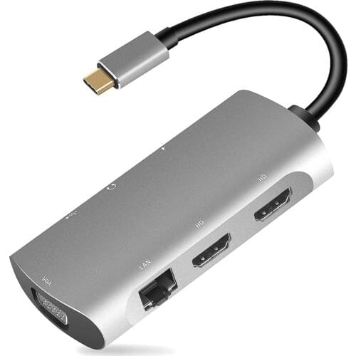 Dual Monitors Laptop Docking Station USB C Adapter 3 Ports USB With Dual HDMI-compatible 100W PD Charging Dock