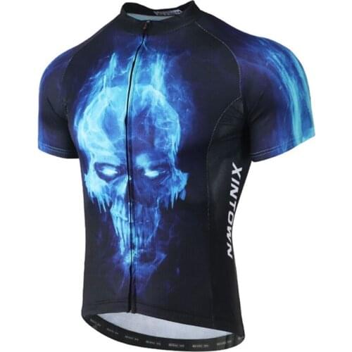 Breathable Blue Skull Bike Team Cycling Jersey Racing Sport Cycling Clothing Ropa Ciclismo Mallot Hombre Verano MTB Jersey Shirt