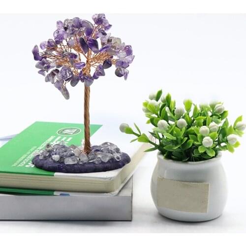 Tree Shaped Natural Crystal Temperament Agatec 7 Colors Desktop Ornament Figurine Artwork Decor Home Shops Office Birthday Gifts