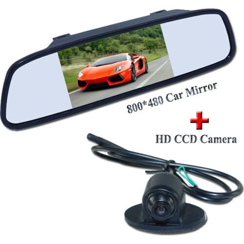 HD CCD car backup camera waterproof IP69K + LCD 5" car mirror moitor Auto Parking system in common use in all cars in stock