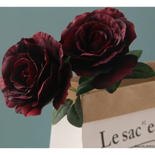 2Heads/branch Large French Rose silk Artificial flower flores artificiales home Wedding Decoration fleur artificielle rose