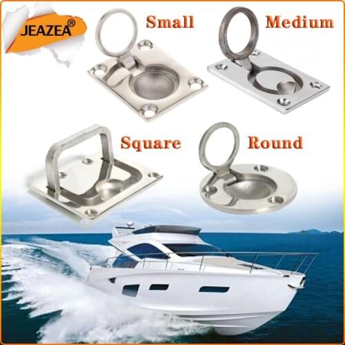 JEAZEA High Quality Stainless Steel Boat Marine Ring Handle Flush Hatch Locker Cabinet Pull Lift