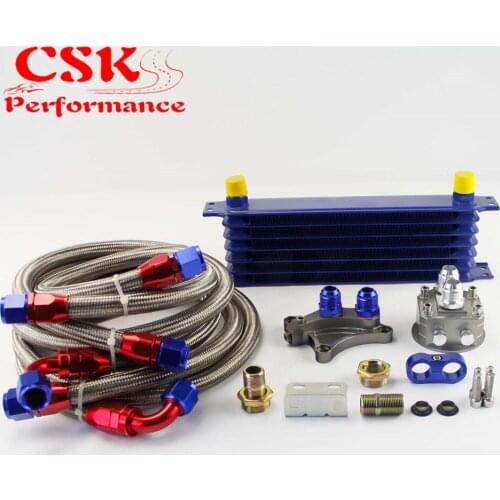 7 Row 262mm AN10 Oil Cooler Kit Fits For Nissan Silvia S13 S14 S15 180SX 200SX 240SX SR20DET Black/Blue/Gold
