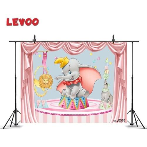 LEVOO Kids Birthday Backdrop Baby Shower Elephant Circus Pink Curtains Background Photography Photozone Photo Studio Wholesale