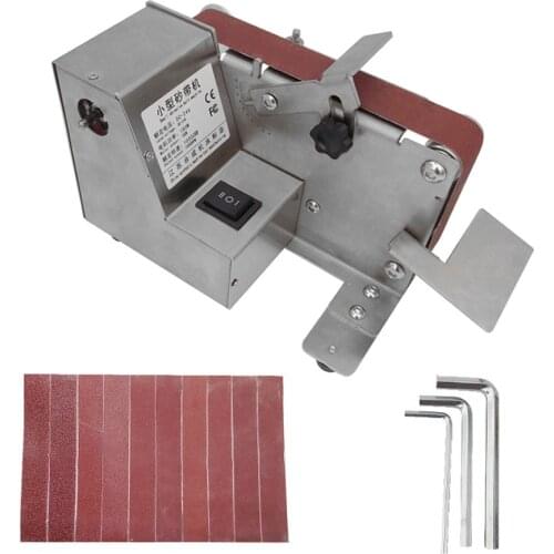 180W Small Sanding Machine Belt Sander Household Electric Polishing Machine Desktop Sanding Tool Metal Wood Cutters Grinding