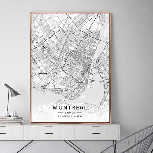 Montreal Thunder Bay Trois-Rivieres Winnipeg Canada Map Canvas Art Poster and print wall painting home room decortion frame