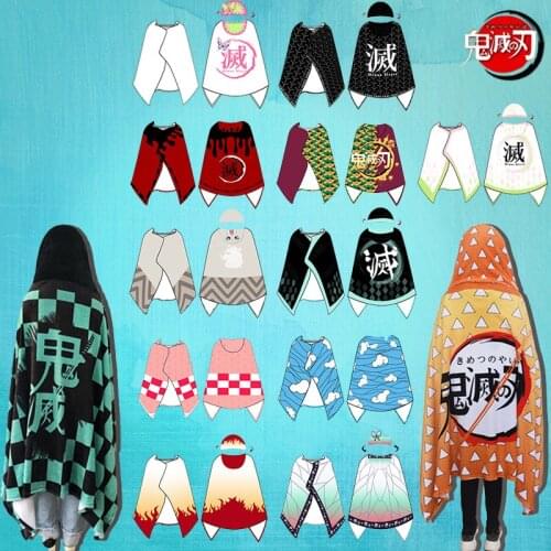 NEW 160CM Japan Anime Demon Slayer Agatsuma Zenitsu Kamado Tanjirou Kamado Nezuko cloak Plush Cape Model cos Gift