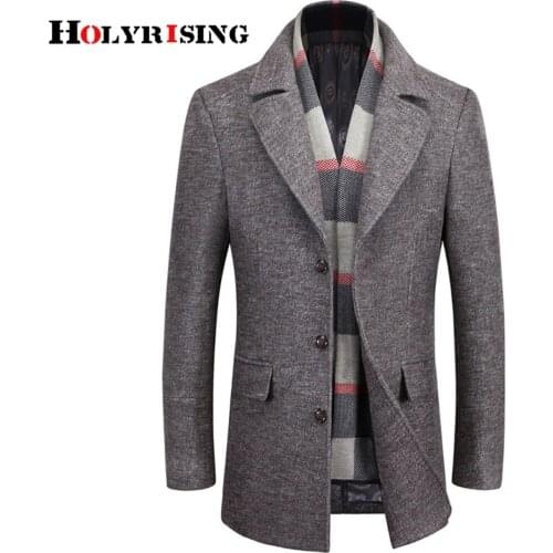 New men coats winter wool coat casaco thick masculino sobretudo mens overcoat male warm overwear with scarf Holyrising#18158