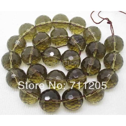 Wholesale 25pcs ,16mm 128Faceted Smoky Quartzs Round Loose Beads ,Min. Order is $10,we provide mixed wholesale for all items