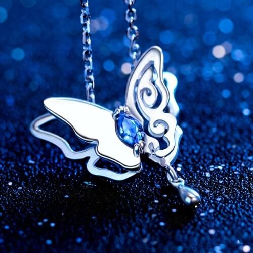 The Legend of Qin Necklace China Anime 925 sterling silver butterfly comics cartoon pendants for women gift