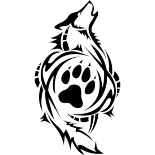 Tribal Wolf Paw Print Classic Car Sticker Personalized Decoration Pvc Waterproof Sunscreen Decal Black/white/red/laser/silver