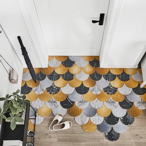 PVC Kitchen Mats Door Mat with Heavy Duty Backing Welcome Home Doormat Easy to Clean Entry Mat Geometric Hallway Bathroom Carpet
