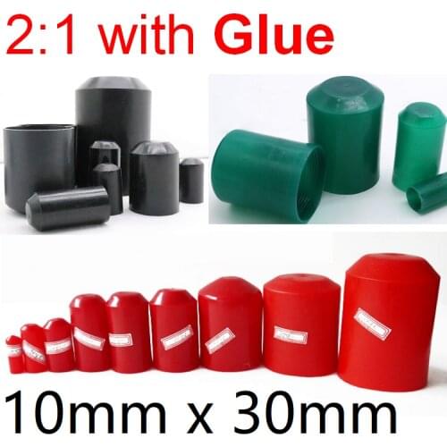 Heat Shrink End Seal Cap Dia 10mm x 30mm Length Cable Sleeve Adhesive Glue Lined Insulate Wrap Wire Protect Cover Bottom 35KV