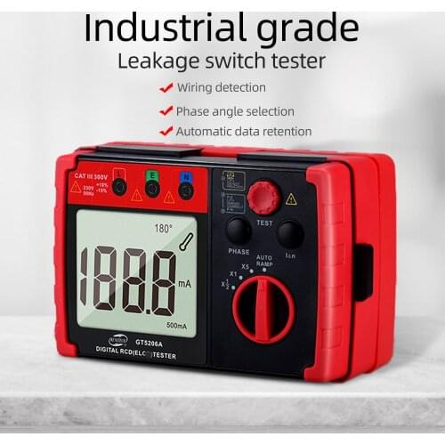 LCD Digital RCD (ELCB) Tester Leakage Protection Switch Tester/Digital Hold/Fuse Protection Current Tester 230V/50Hz GT5206A