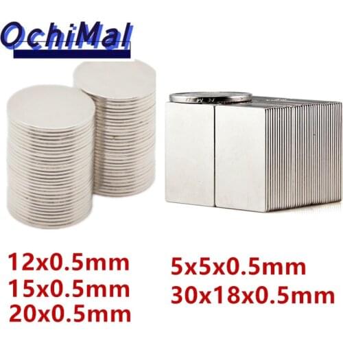 Thin magnet 0.5 mm magnet sheet 10x0.5 12x0.5 15x0.5 20x0.5 30x18x0.5 5x5x0.5 mm Axial Magnets 10mm 12mm 20mm tiny magnets