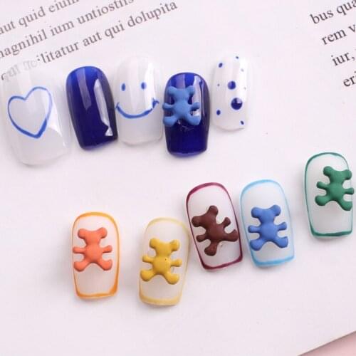 TSZS 10pcs/lot Nail Art Hollow Bear Decoration Cute Fluorescent DIY Nail Salon Charm Accessories