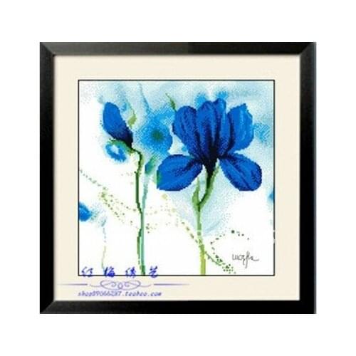 Embroidery 6 Pieces (1 lot=6 pieces)--Best Quality--New Style Classical Blue Wave Ink Flower Cross Stitch----5-15Business Days