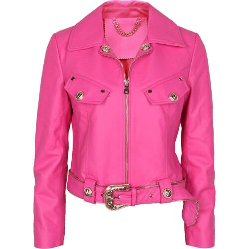 YOLOAgain 2021 New Women Genuine Leather Jacket Ladies Motorcycle Biker Jacket Streetwear
