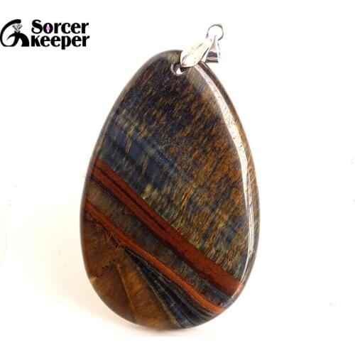 Women & Men Fashion Jewelry Pendant Necklaces With Chain Wholesale Natural Blue Tigers Eye Quartz Stone Colares Femininos BE588