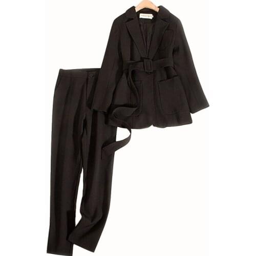 High quality fabric temperament womens office pants two-piece suit Autumn and winter slim ladies jacket Overalls trousers