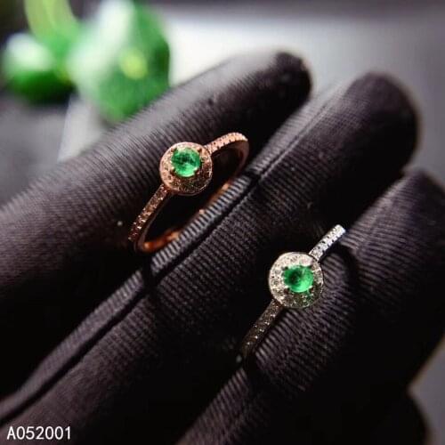 KJJEAXCMY fine jewelry natural Emerald 925 sterling silver new adjustable gemstone women ring support test classic popular
